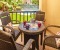 Terrace to the pool with dining space. 