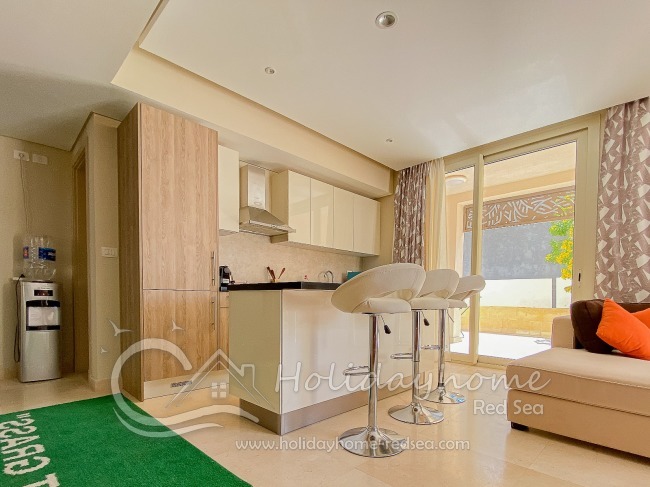 Open kitchen with access to balcony 