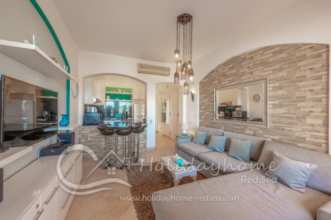 View from the living room towards the kitchen