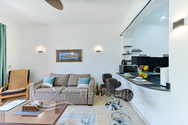 Kitchen counter with bar stools