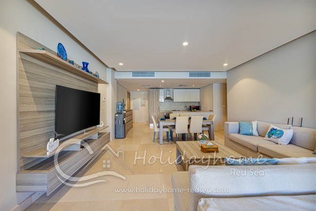 Open living and dining area