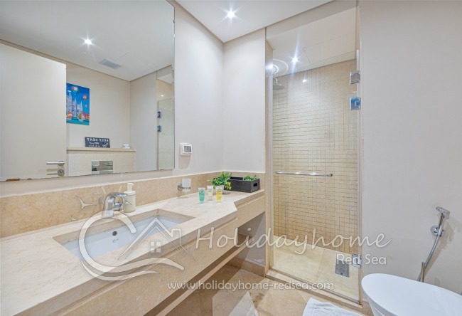 Bathroom with large shower