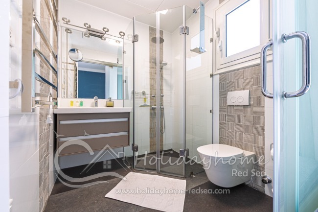 Modern bathroom with large shower 